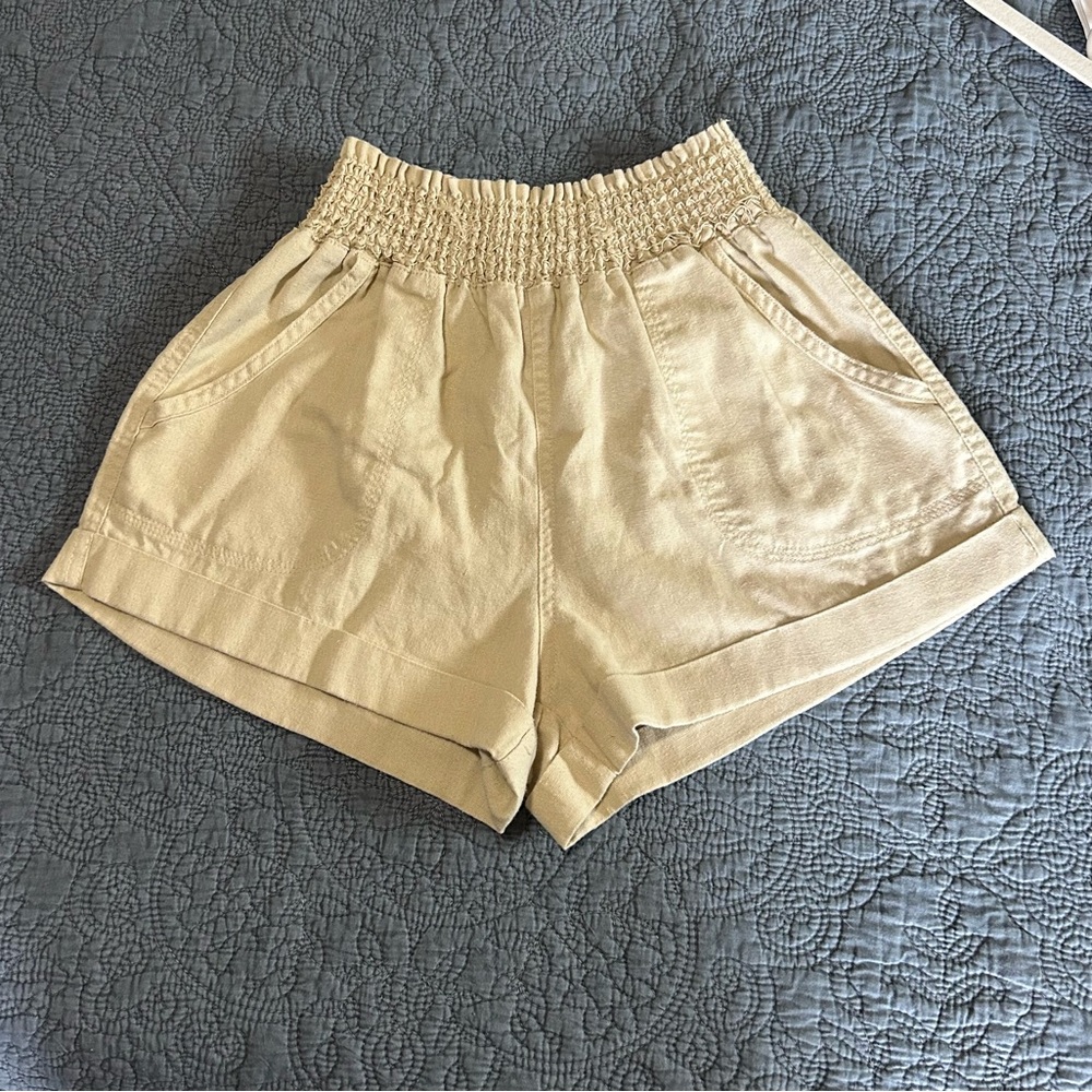 Tan linen-like shorts
